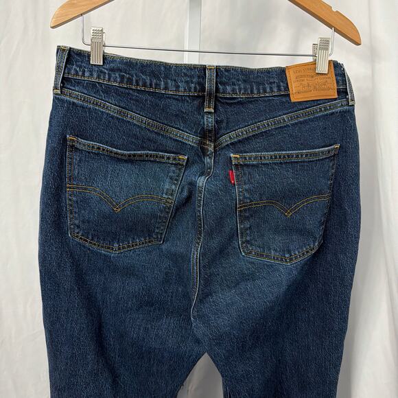 Levi's Premium 70's High Flare Jeans Womens 33 x 34 Dark Wash Blue Denim - Picture 10 of 11